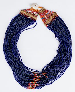 Navy Glass Bead Royal Naga Necklace