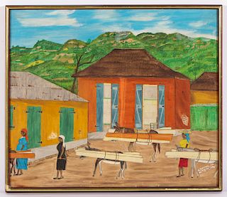 Seneque Obin (Haitian, 1893-1977) Village Scene