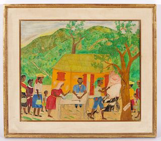 Seneque Obin (Haitian, 1893-1977) "Une Boucherie", 1964
