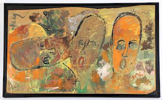 Purvis Young (1943-2010) "Three Faces"