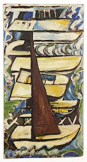Jon Serl (1894-1993) "Sailboats at Dock"
