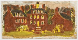 Jimmy Lee Sudduth (1910-2007) Painting of Large House