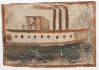 Jimmy Lee Sudduth (1910-2007) Painting of Steamship
