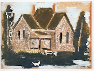 Jimmy Lee Sudduth (1910-2007) Painting of a House