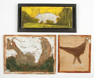 Jimmy Lee Sudduth (1910-2007) Three Paintings of Animals