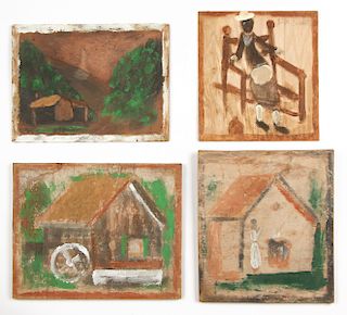 Jimmy Lee Sudduth (1910-2007) Four Paintings