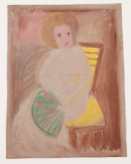 Sybil Gibson (1908-1995) "Woman with Fan", 24" x 18"