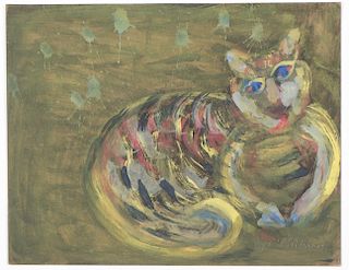 Sybil Gibson (1908-1995) "Cat with Blue Eyes", 16 x 19 3/4''
