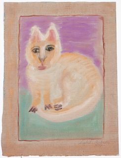 Sybil Gibson (1908-1995) "White Cat", 24" x 18"