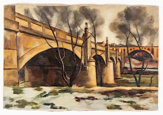 Giovanni Martino (American, 1908-1997) "Two Bridges"