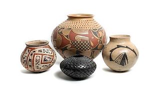 Four Mexican Pottery Articles Height of largest 11 x diameter 10 inches.
