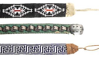 Three Native American Style Beaded Belts Length of first 32 inches.