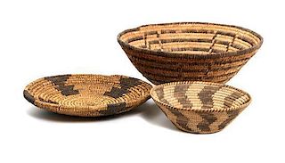 Three Southwestern Baskets Height of largest 4 x diameter 12 inches.