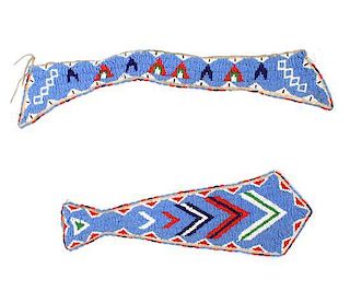 A Plains Beaded Collar and Necktie Ensemble Length of tie 12 1/2 inches.