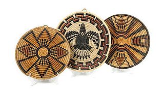Three Hopi Second Mesa Trays Diameter of first 15 1/2 inches.