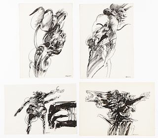Juan Villafuerte (1945-1977) 4 Ink Drawings