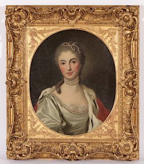 Manner of Francois Boucher "Portrait of Madame de Pompadour with Pearls"