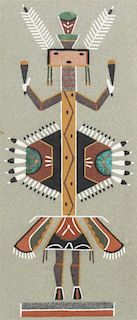 A Native American Sand Painting Height of the largest 23 1/2 x 23 1/2 inches.