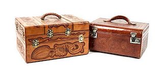 Two Vintage Mexican Tooled Leather Travel Bags