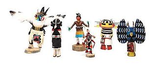 Six Kachina Dolls Height of largest 9 inches.