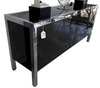 PACE Black Wood and chromed steel credenza