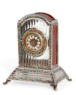 Austrian silver & rock crystal clock, Ratzersdorfer