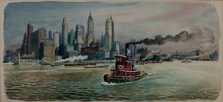 Woldemar Neufeld - Tugboat in New York Harbor 
