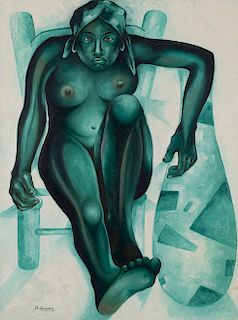 Jacques-Enguerrand Gourgue - Untitled (Seated Nude)