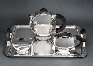 Christofle Silver-Plate Art Deco Tea Service, 4