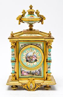 French Japy Freres Bronze & Sevres Porcelain Clock