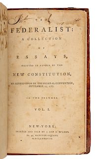 [THE FEDERALIST PAPERS]. -- [HAMILTON, Alexander (1739-1802), James MADISON (1751-1836) and John JAY (1745-1829)]. The Federalist: A Collection of Ess