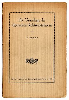 EINSTEIN, Albert (1879-1955). Die Grundlage der allgemeinen Relativitatstheorie. Leipzig: Johann Ambrosius Barth, 1916. FIRST SEPARATE PRINTING.