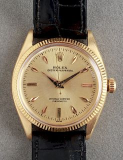 18K Gold Rolex Oyster Perpetual Chronometer Watch