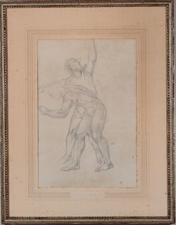 Charles Shannon "Two Figures" Pencil Drawing