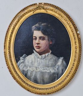 American Portrait of a Woman, Oil on Canvas 19th C