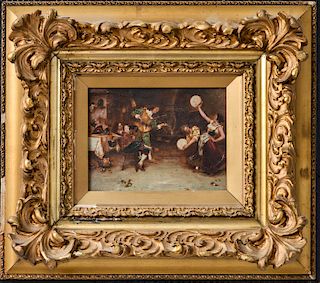 "Tambourine Dancers" Oil on Canvas 19th C.