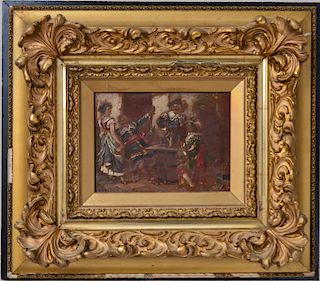 "Cavaliers in a Tavern" Signed Amato Oil on Canvas