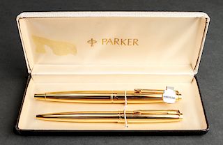 Parker 45 Gold-Tone Fountain Pen & Ballpoint Pen