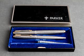 Parker 75 Silver Fountain Pen & Ballpoint Pen Set