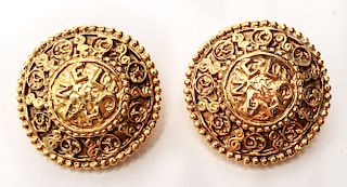 Chanel Gold-Tone Clip On Earrings, Vintage, Pair