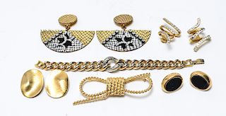 Gold-Tone Clip-On Earrings Brooch Bracelet, 6