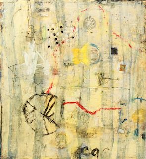 Susanna Dent "P is for Party" Encaustic on Panel