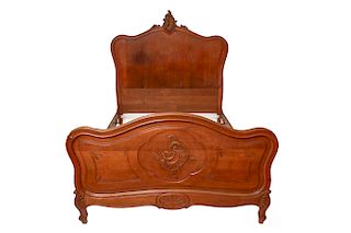 Louis XV French Provincial Style Walnut Bed Frame