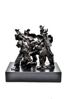 Reuven Gafni Judaica Bronze Sculpture, Signed