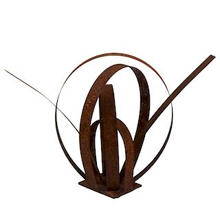 Abstract Elliptical Rust Patinated Metal Sculpture