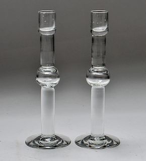 Modern Colorless Glass Candlesticks, 2