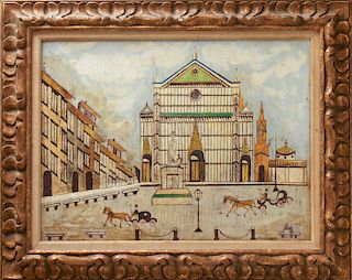 Mid Century Italian "Piazza Santa Croce" Oil