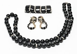 Black Acrylic & Rhinestone Costume Jewelry, 3