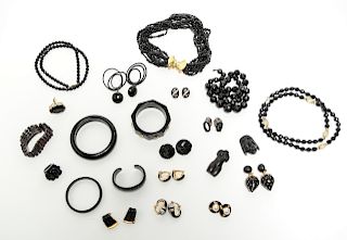Black Costume Jewelry, of Resin, Glass, & Others