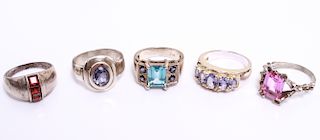 Silver Rings Sapphire, Amethyst & Others, 5